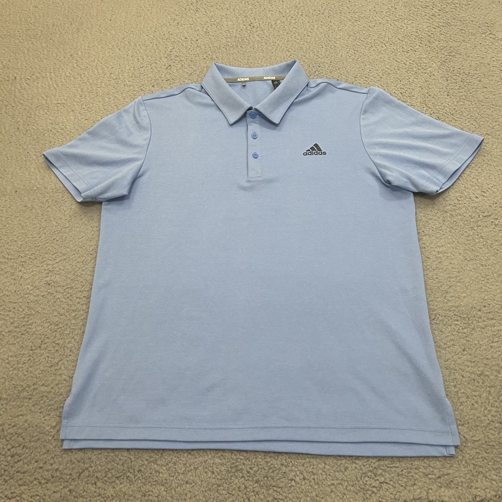 Adidas Shirt Mens Medium Blue Polo Performance Polyester Stretch Golf Adult